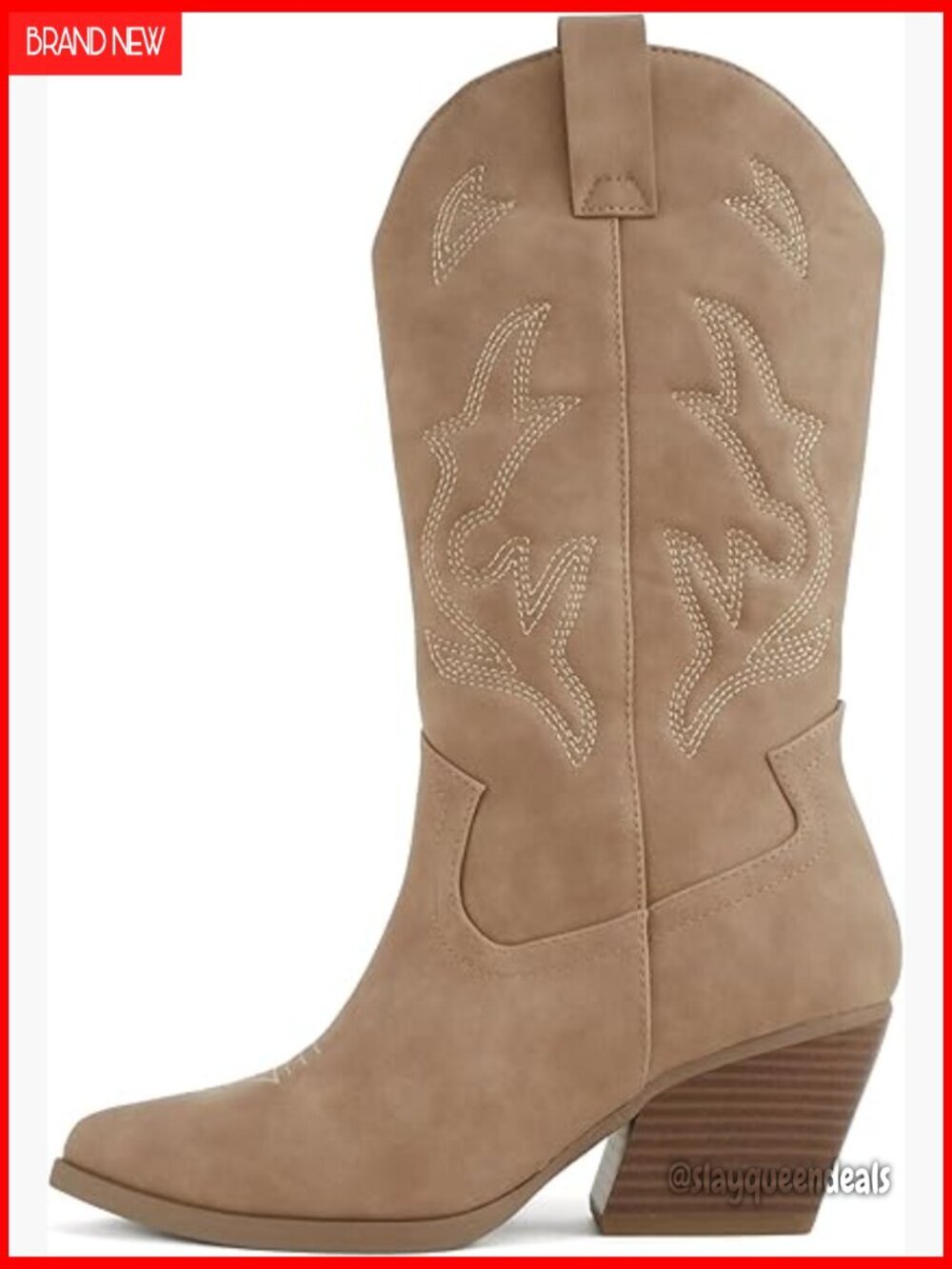 Western Cowboy Stitched Pointe Toe Heel Ankle Mid Shaft Fashion Boots